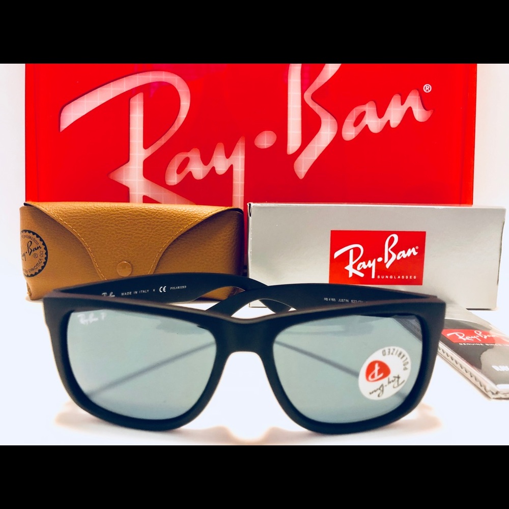 Ray-Ban JUSTIN Sunglasses Black; Blue Polarized 55